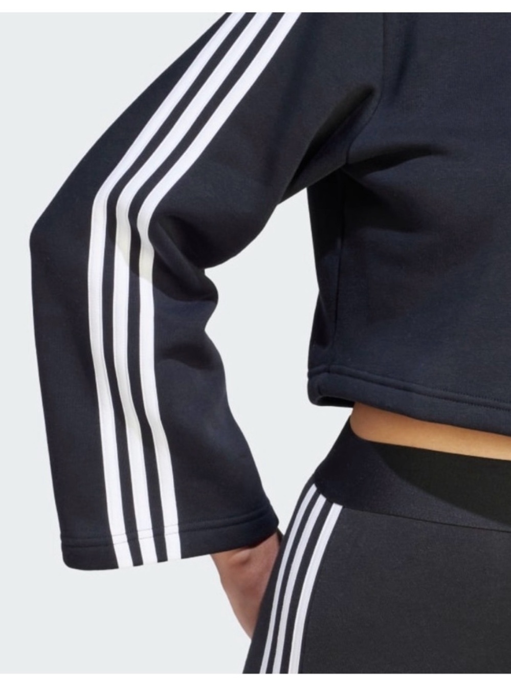 adidas Black Quarter-Zip Pullover with White Stripes - Picture 3 of 9